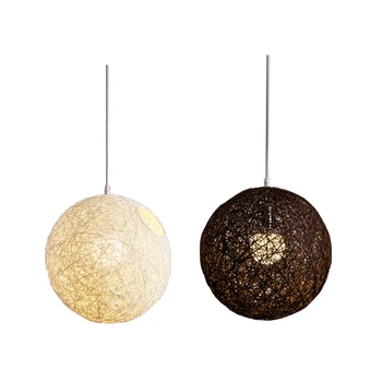 2 предмета, Полилей с топки от бамбук, ратан и коноп, Индивидуалното творчество, Сферична Лампа от ратан бяло и кафе