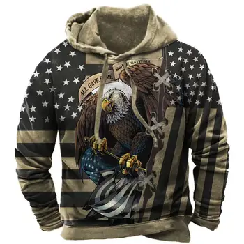 2023 Мъжки блузи, hoody с изображение на знамето на САЩ, реколта блузи, мъжки hoody, дрехи оверсайз, пуловер, Ежедневни градинска свободна hoody с качулка