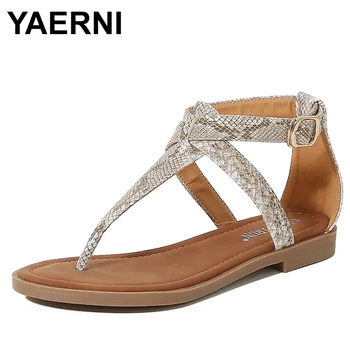2023 Рим, Елегантни летни дамски сандали на равна подметка, ежедневни, плажни джапанки в ретро стил с метална катарама, дамски обувки 36-42