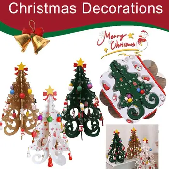 2024 Коледно дърво Детска стереосцена ръчно изработени направи си Сам Коледни украси Коледна украса Дървен макет на Коледа N2p2