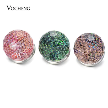 3 Цветове Висулки на копчета от смола Vocheng, джинджифил, Мед Метална основа, 18 мм, окачване копчета Vn-1968