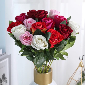 44 cm Ретро Изкуствен Божур, букет от копринени цветя, 10 глави на Булката, Изкуствени Рози, Цветя, Сватбена Украса за дома