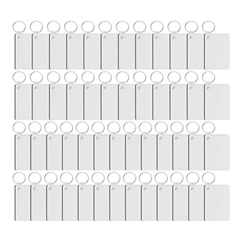 50 броя бели правоъгълни заготовки за сублимация от МДФ заготовки за ключодържатели Двустранни заготовки от МДФ за топлопреминаване дъска за ключове