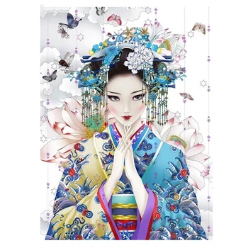 5D Диамантена картина с пълен квадрат Диаманти Фентъзи японската жена гейша Тапети Картина от кристали Бродерия декор на Мозайка