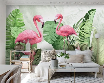 beibehang Custom модерен минималистичен ръчно рисувани тропическо растение фламинго фон за телевизор тапети тапети за дома