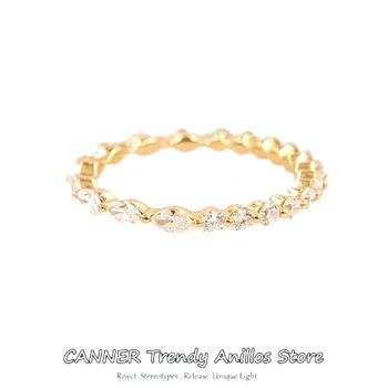 CANNER Classic От сребро 925 проба, Ослепителни Кубични Циркониеви Геометрични Наращиваемые пръстена на пръста си, за жени, сватбени декорации за кандидатстване