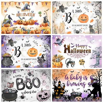 Cartoony фон за детската душа на Хелоуин, скоро трябва да се появи Малък Бу, декор за парти по случай рожден Ден, фон за снимки, подпори за фото студио