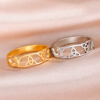 Dawapara Irish Trinity Knot Ring за жени, мъже, Селтикс Knot Сърце Пръстен, годежен пръстен от неръждаема стомана, бижута за двойки