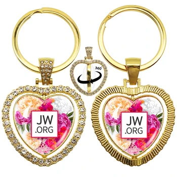 Jw.Org Свидетелите на Йехова, в Библията, Любов, Двупосочен ключодържател, Въртящи се на 360 градуса с Висулка във формата на сърце За женски подарък бижута