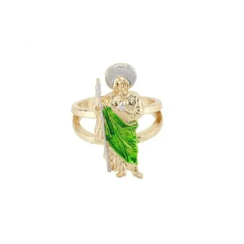 Luck Нов дизайн, Позлатените Трикольор пръстен на Св. Юда, Религиозни орнаменти, Отворен пръстен за мъже и жени, подарък за рожден Ден, Годишнина парти