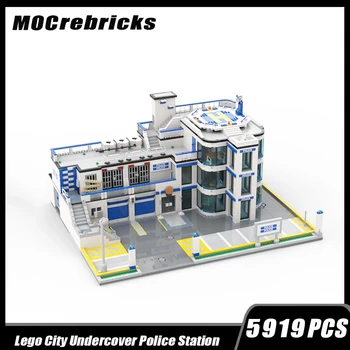 MOC-165276 City Street View Iarge Модел на сградата на полицейски участък под прикритие, градивен елемент в колекцията, Тухла Играчки, подаръци