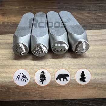 RCIDOS Планински хребет 8 мм/ дизайн мечка от кедрово дърво, метални бижута и печати, печати за гривни ръце, цена за 1 бр.