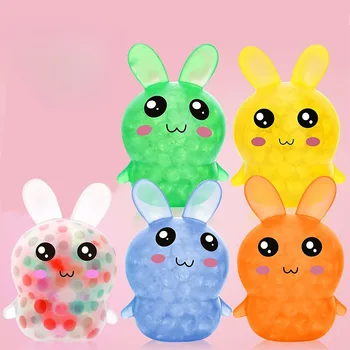 TPR меки гумени великденски декомпрессионные играчки със заек и яйце, декомпрессионные играчки с лъжичка, Случаен цвят