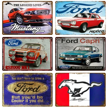 Автомобили Ford Ретро Декоративен Къща Метална Табела Плакати На Стената Лидице Знак Ретро Постер Декор На Стената Художествена Украса На Стаята