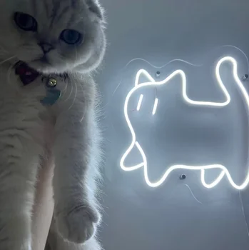 Аниме Неонова реклама Led Неонова реклама Изкуство Неонови Светлини Любител на котки Котка Подаръци Стенен интериор за котки Led табела