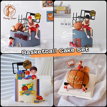 Баскетболно тема, в цилиндър за кифли честит Рожден Ден, сладка любители на спорта, Topper за торти за момчета, рожден ден, десерт, украса за торти, подарък
