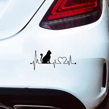 Винил Водоустойчив Кола Светлоотразителни стикери, етикети с изображение на котка, етикети с ЕКГ, стъкло, Броня, Драскотина на бронята, Индивидуална украса