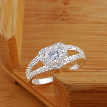 Горещи пръстени от сребро 925 Проба с романтично сърце и диаманти За жени Модерни Подаръци за партита луксозни сватбени декорации за годеж