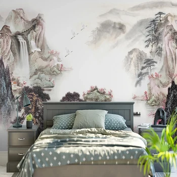 Декорация на дома, в китайски стил Живопис туш Природа Пейзаж Фотообои Винил тапети, Спалня с телевизор, Разтегателен Фон Тапети 3D