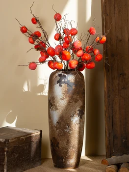 Джи Цзифэн керамика ваза Нова китайска ретро керамична ваза украса на хола договореност ретро груба керамика банка
