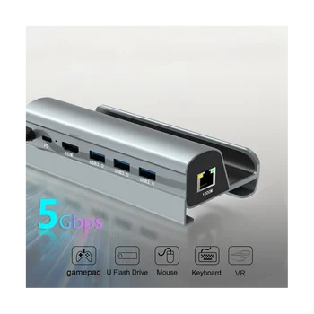 Док Поставка за телевизор Притежателя на Главината Докинг станция C USB към RJ45 Ethernet -Съвместим Зарядното устройство USB3.0 Type-C