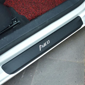 За CHEVROLET Aveo Carbon Fiber Car Door Welcome Педала на Фолио, Етикети Против Надраскване Нескользящая Тампон На Прага на Предната Изтощение