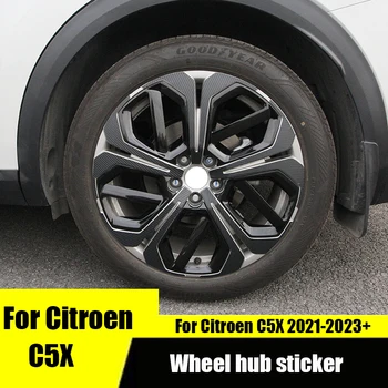 За Citroen C5X 2021 2022 2023 Етикети на главините на колелата, фолио, по образец, етикети, изработени от въглеродни влакна, по-специално за промяна на екстериор