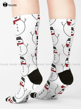 Зимни, Коледни чорапи Snowman Winter Snowmen, Забавни Чорапи за жените, Персонализиран подарък с дигитален печат 360 °, цветна Harajuku