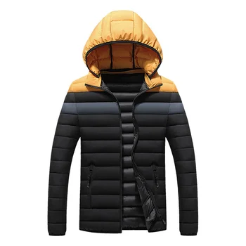 Зимни мъжки топло палто с изолирани качулка, многоцветен ред, определени якета за мъже, блузи, дрехи Размер L-4XL