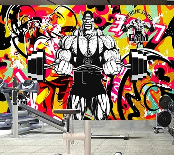 Индивидуални тапети 3d papel de parede Европейската и американската ретро мода графити фонови картинки за фитнес-клуба тапети