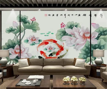 Китайската боядисване, тапети за телевизор с отпечатан във формата на лотос, нова китайска цялостна картина, снимка професионално стенни покрития по поръчка