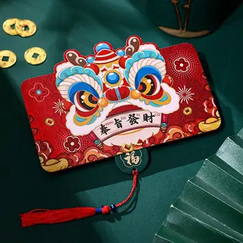 Коледен пакет 2024, Червен плик, паричен чанта за късмет, най-Добри пожелания, Паричен джоб с изображение на дракон, Опаковане 