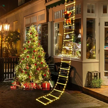 Коледна Гирлянда Дядо Коледа да се Катерят по веревочной стълбите Коледна украса 2023 за къща Декор Коледно Висящи висулки