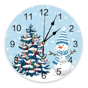 Коледна елха, снежен човек, снежинки, стенни часовници, безшумни цифрови часовници за декорация на дома, спални, кухни, окачени часовници