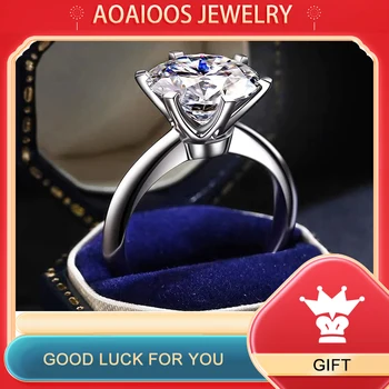 Луксозни пръстен от бяло злато, Висококачествено годежен пръстен с кубическим цирконием, Оригинални Тибетски сребърни пръстени, бижута за жени, предложение
