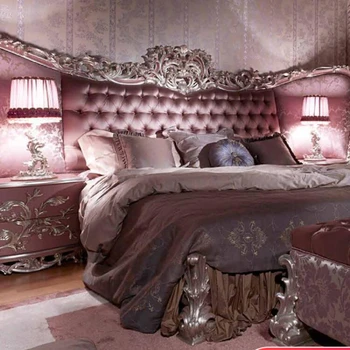 Мебели Европейската двойно легло от масивно дърво луксозна тъканно сватбена легло Италианска спалня легло принцеса
