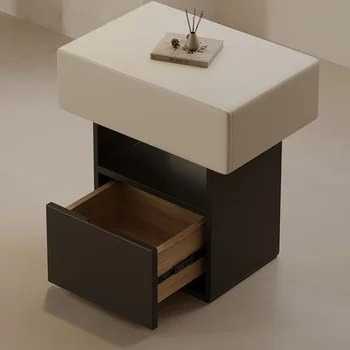 Модерен малка странична масичка Шкаф за спалня в минималистичном кремовом стил малка странична масичка Луксозен Дизайн, Креативна мебели за дома Criado Mudo