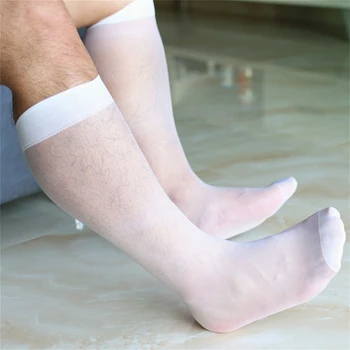 Модерен мъжки коприна чорапи Летни Ефирни вечерни чорапи с широка шарени пръсти, копринени високи Тънки дишащи бизнес чорапи за мъже