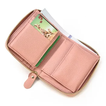 Модерен Мъжки портфейл от естествена кожа, Малък Кратък портфейл от телешка кожа, Мини портфейл с цип, джобове за кредитни карти, портфейл-клатч