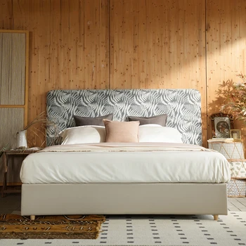 Модерна проста и лесна луксозна тъканно легло Основната спалня с двойно легло в ретро стил 1,8 м