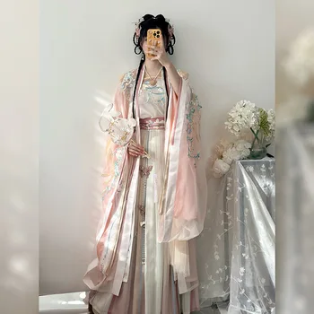 Модно рокля Hanfu в китайски стил с бродерия и градиентными цветове, оригинален дизайн за жени