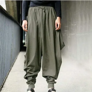 Мъжки ежедневни панталони-карго Harun с завязками на талия, широки панталони, градинска дрехи, Корейски Преки свободни панталони