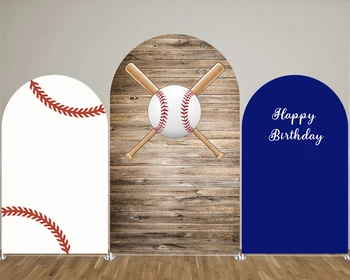 На фона на седалките за бейзбол арка от кафяво дърво за спортна тематични партита по повод рождения ден, подпори за украса от снимки на новородени бебета