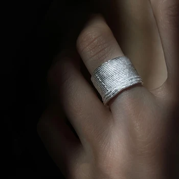 Неправилни геометрични издатини на дебели пръсти Сребърен цвят, Регулируеми пръстени за жени, Модни Бижута, подаръци