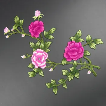 Нови високо качество на ивици с цветна бродерия 29 * 42 см, големи ивици с изображение на рози в месец, ленти за шиене на дрехи
