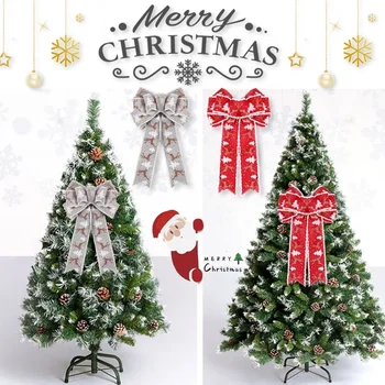 Нови Коледни Панделки От Лента, Аксесоари За Украса На Коледната Елха, Висулка Във Формата На Лос, Червено Каре Лъкове, Се Продават Добре