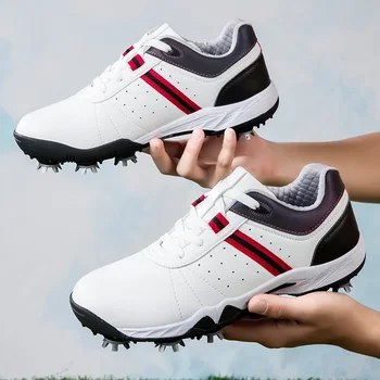 Ново записване за тренировки по голф за мъже, устойчива на плъзгане, спортни обувки за жени, кожени тръни, Мъжки обувки за голф, Женски маратонки за голф дантела