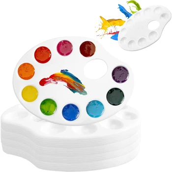 Овални Класическа Цветова палитра С дупка за палеца, палитра акварел, гваш, Детски тава за смесване на цветове, Аксесоари за рисуване