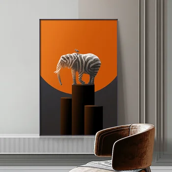 Плакати и щампи с животни под формата на жираф, слон, платно, стенописи, модерна декоративна живопис, декорация на дома в скандинавски стил