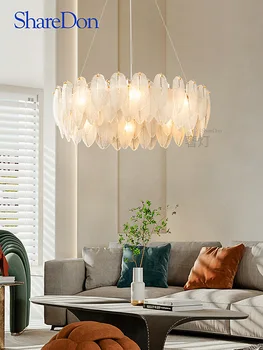 Полилей от пера за хола апартамент 2023 нов френски креативен модерен минималистичен, с основна лампа Nordic